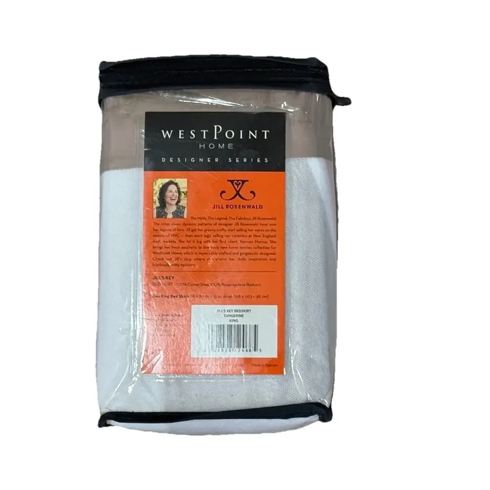 Jill Rosenwald For Westpoint Luxury King Bedskirt Jills Key Orange Taupe Border